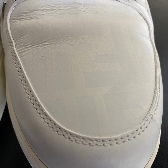 Fendi white leather trainers rubber shoes monogram double F size 7 Italy low cut main image 12